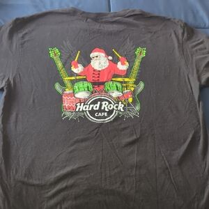 Hard Rock Cafe Festive Santa Drummer Tee - Black and Red